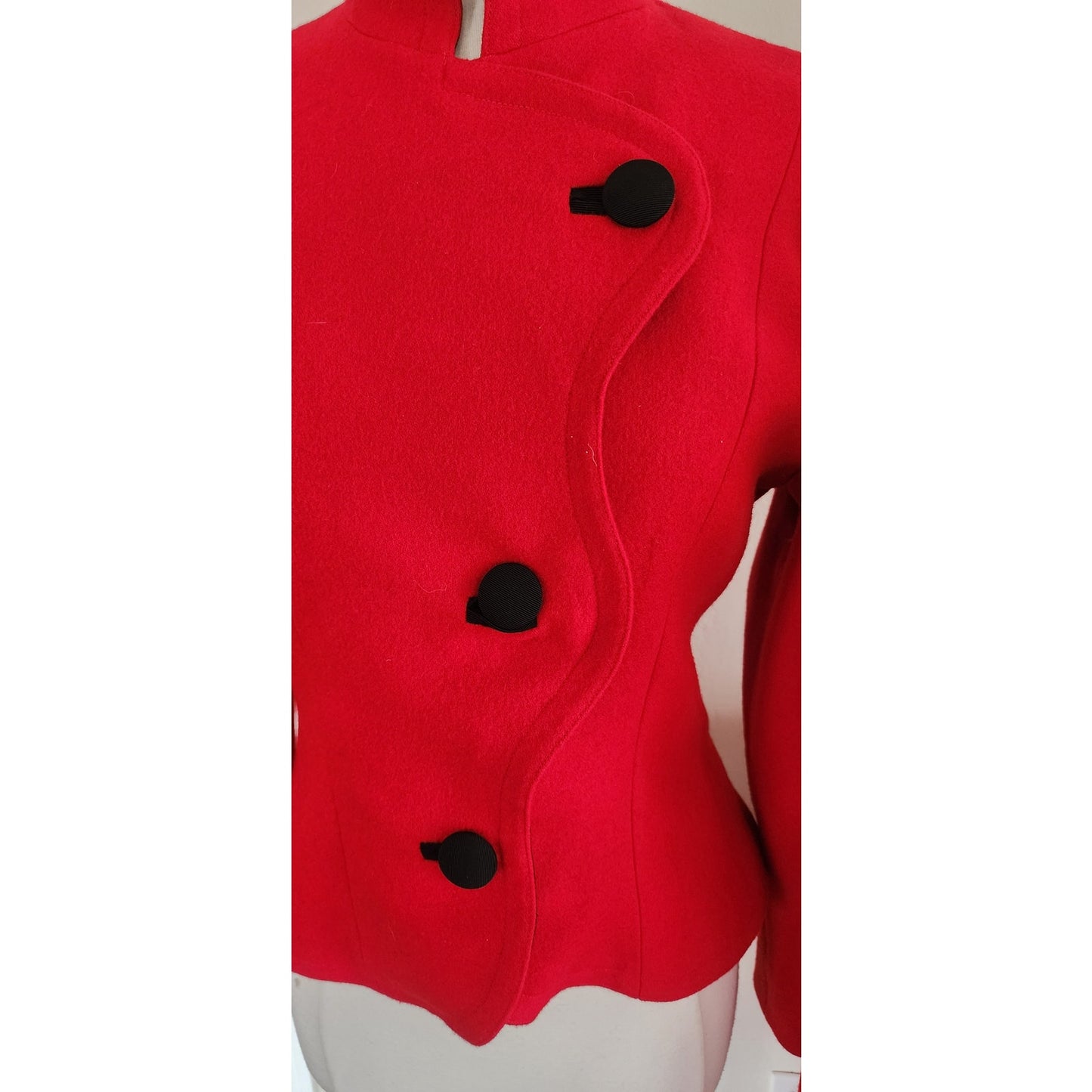 Vintage 1980s GUY LAROCHE Skirt Suit Red Wool DOCUMENTED 1989 / M