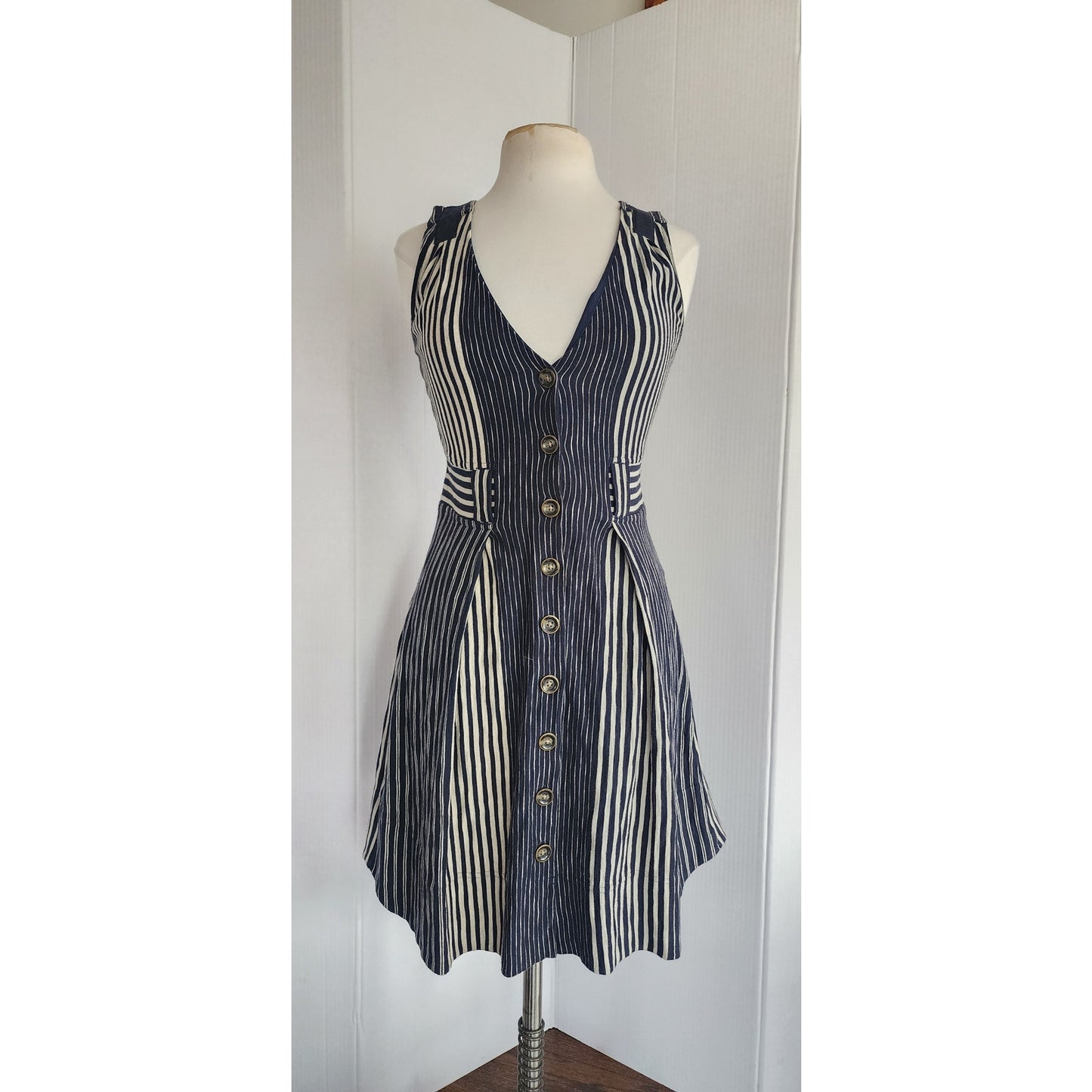 Marc by Marc Jacobs Striped Sleeveless Dress Navy Blue