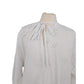 Antique Edwardian Poet's Blouse White Cotton Tunic Shirt w/ Embroidered Crochet Lace Sash Tie