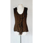 Vintage 2000s Oscar de la Renta Blouse Chiffon Silk Brown Top Ruffles NWT