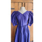 Vintage 80s Laura Ashley Dress Purple Cotton Puffed Sleeves