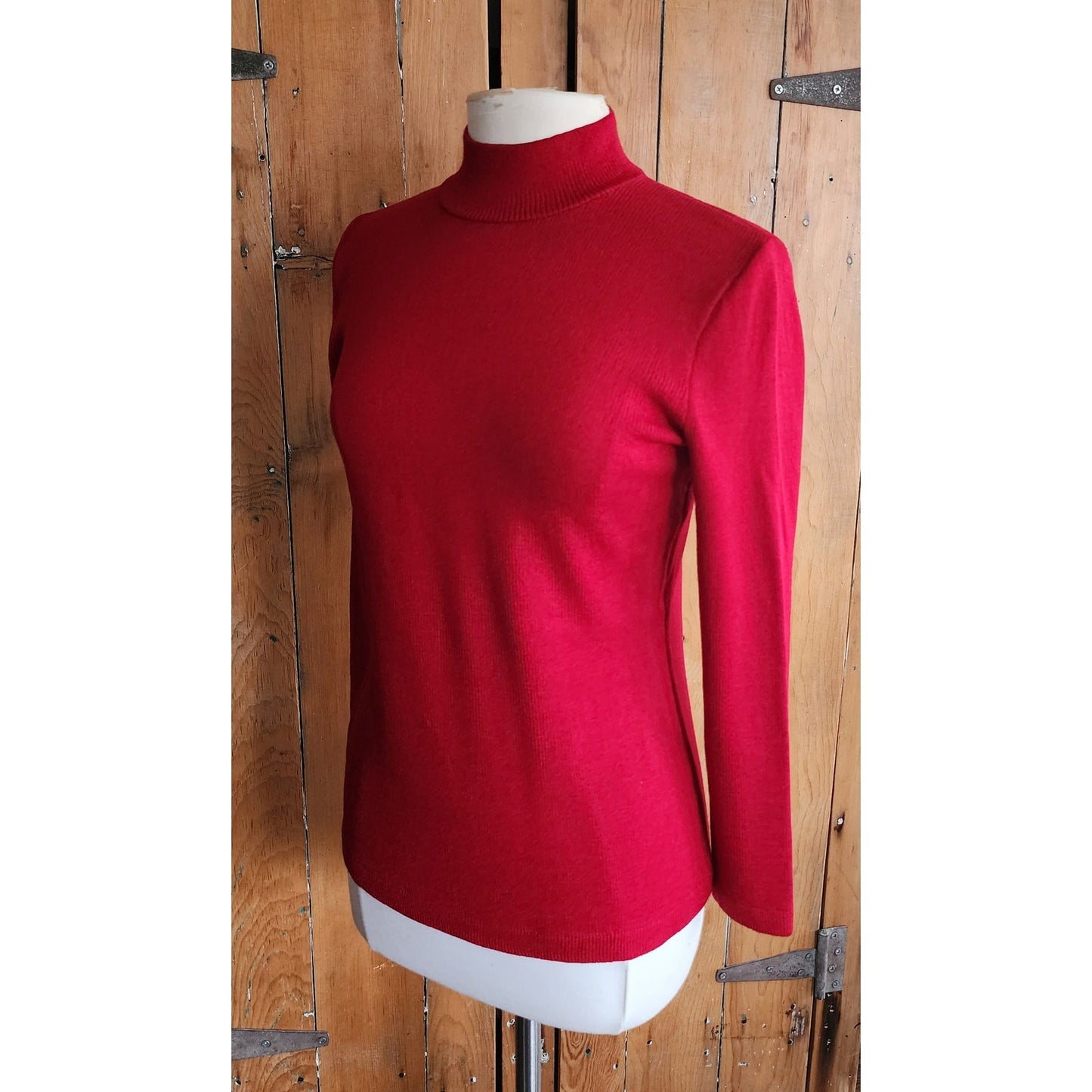 Vintage 90s Red Sweater St John Knit Turtleneck