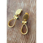 Vintage Gold and Black Teardrop Clip-On Earrings 80s 90s Etruscan Revival