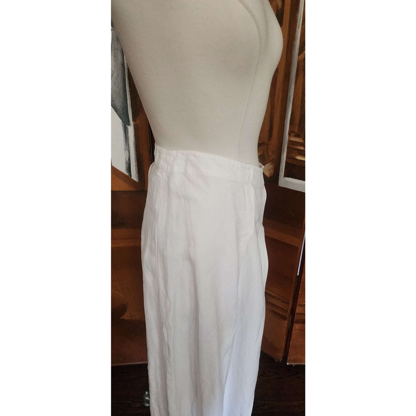 Vintage JIL SANDER Midi Skirt Paneled White Linen A Line w/Panels / Large