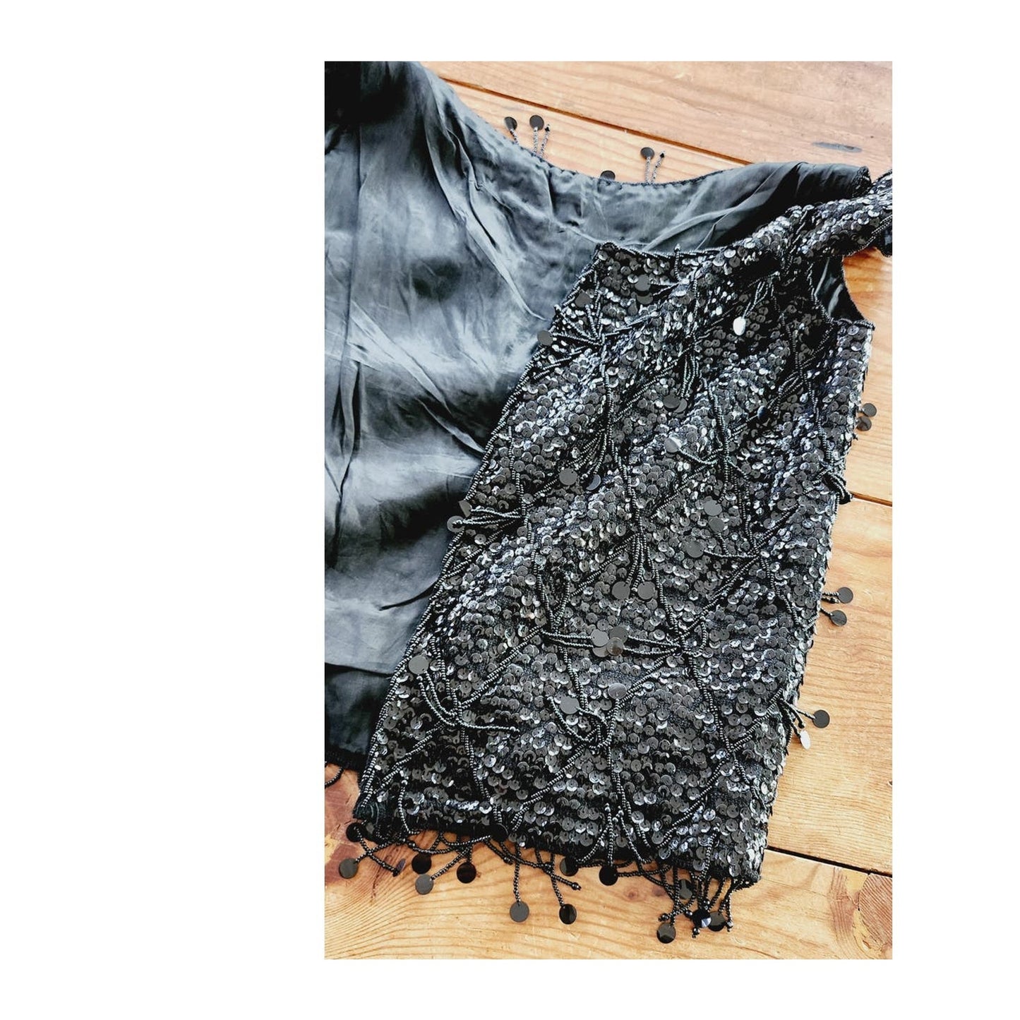 Vintage 60s Black Beaded Shell Top Dressy Sleeveless