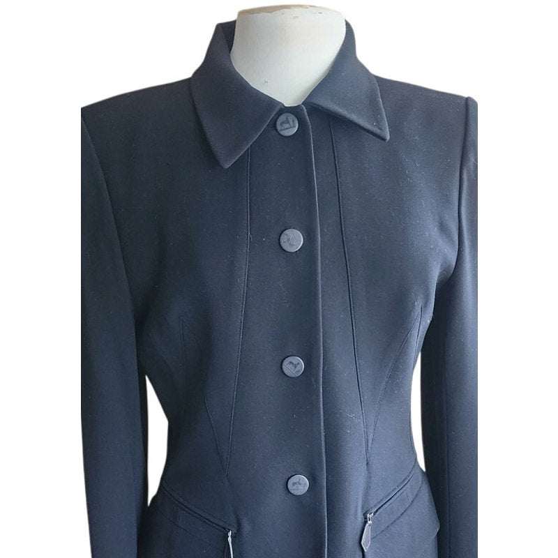 Vintage Hermes Blazer Black Wool Three Button Closure / M