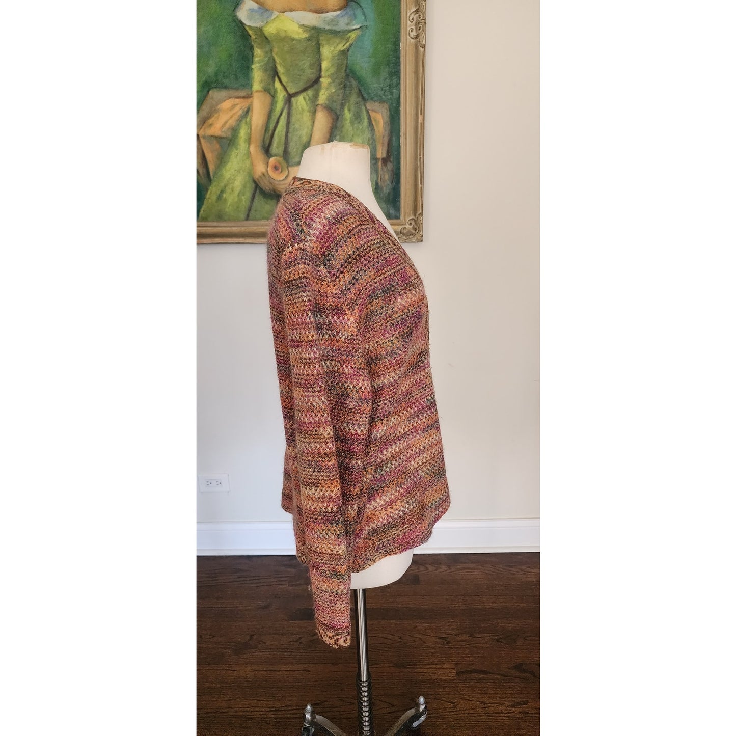 Vintage 1980s MISSONI Cardigan Sweater Orange Brown Red Tones
