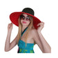 Vintage 1980s Kokin Hat Wide Brim Sun Straw Fuchsia Red Black Summer Oversized