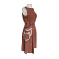 Vintage 40s Belted Day Dress in Brown & White Trim Unusual Double Pocket Design by Dawncrest