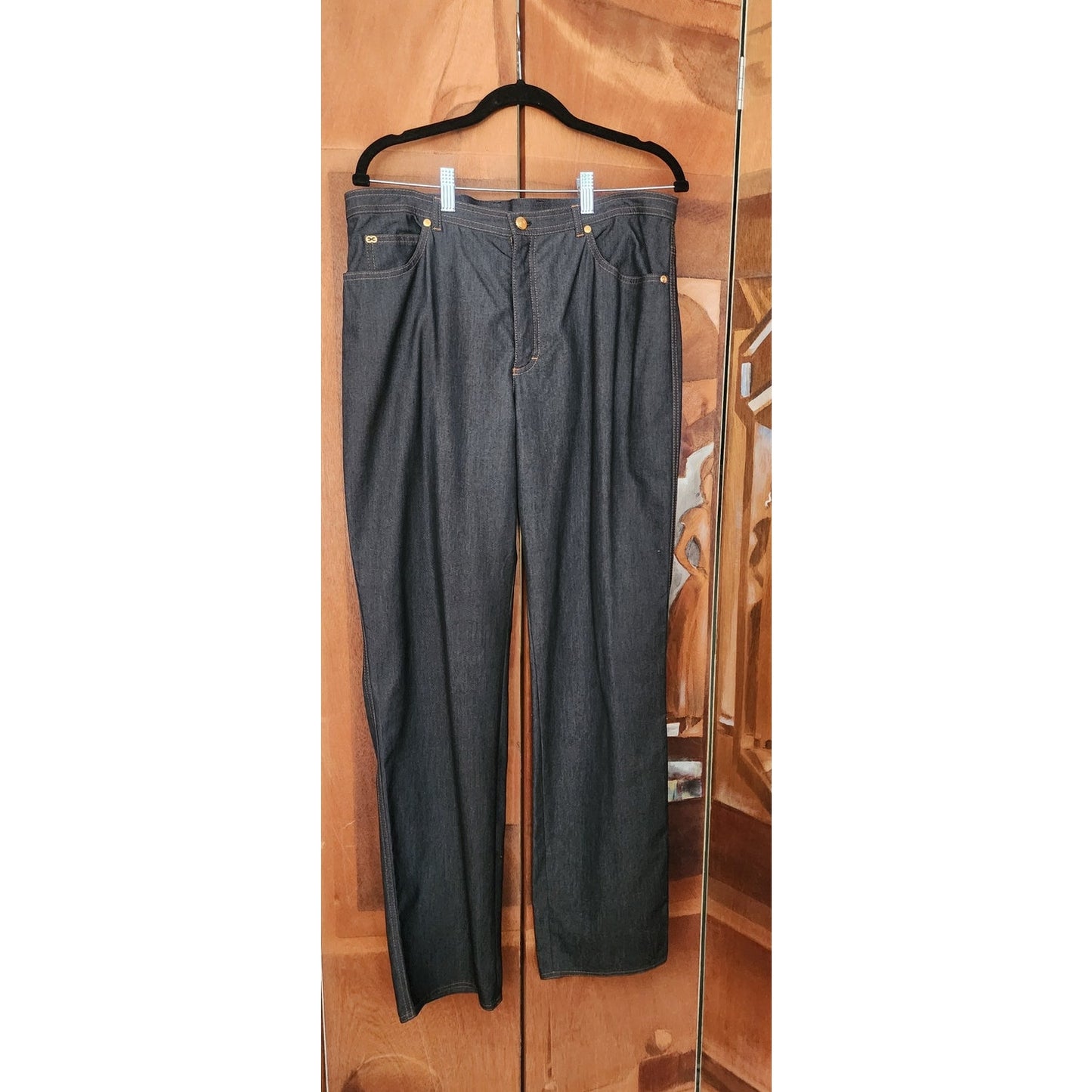 Vintage 2000s Escada Denim Pant Suit Dark Wash Jeans Neiman Marcus