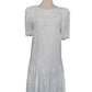 Vintage 80s Scott McClintock White Lace Dress Drop Waist Puffed Sleeves NWT