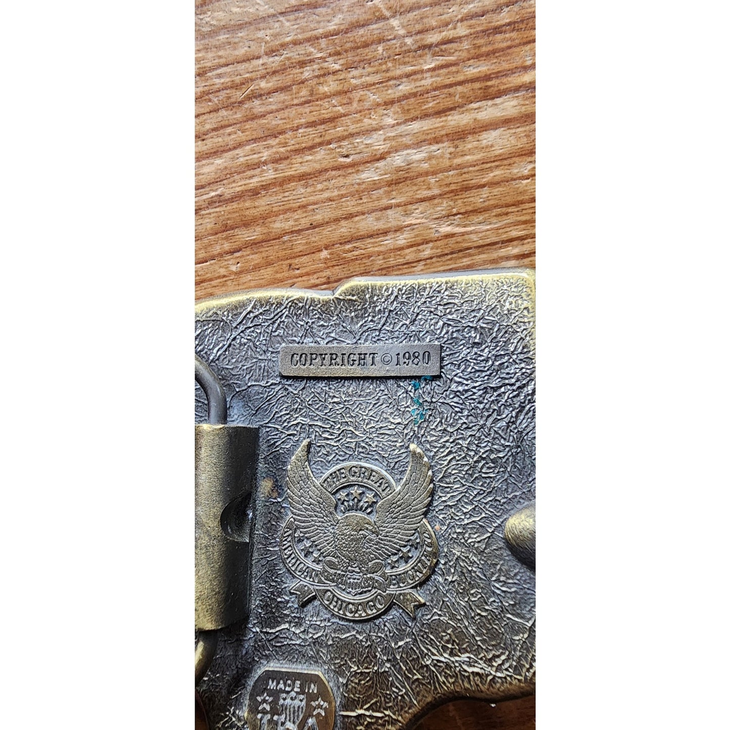 Vintage 1980s Tooled Leather Belt Mens Brass Buckle Texas Lone Star / Great American Buckle Company Chicago 42" - 47"