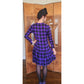 Vintage 1980s GIVENCHY Silkprint Dress Purple Black Harlequin Diamonds Long Sleeved