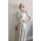 Vintage 1940s Wedding Dress Ivory Damask Long Sleeves by LaRose / Small