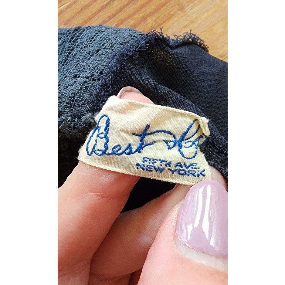 Vintage 30s Black Slip Dress Nightgown Negligee Best & Co