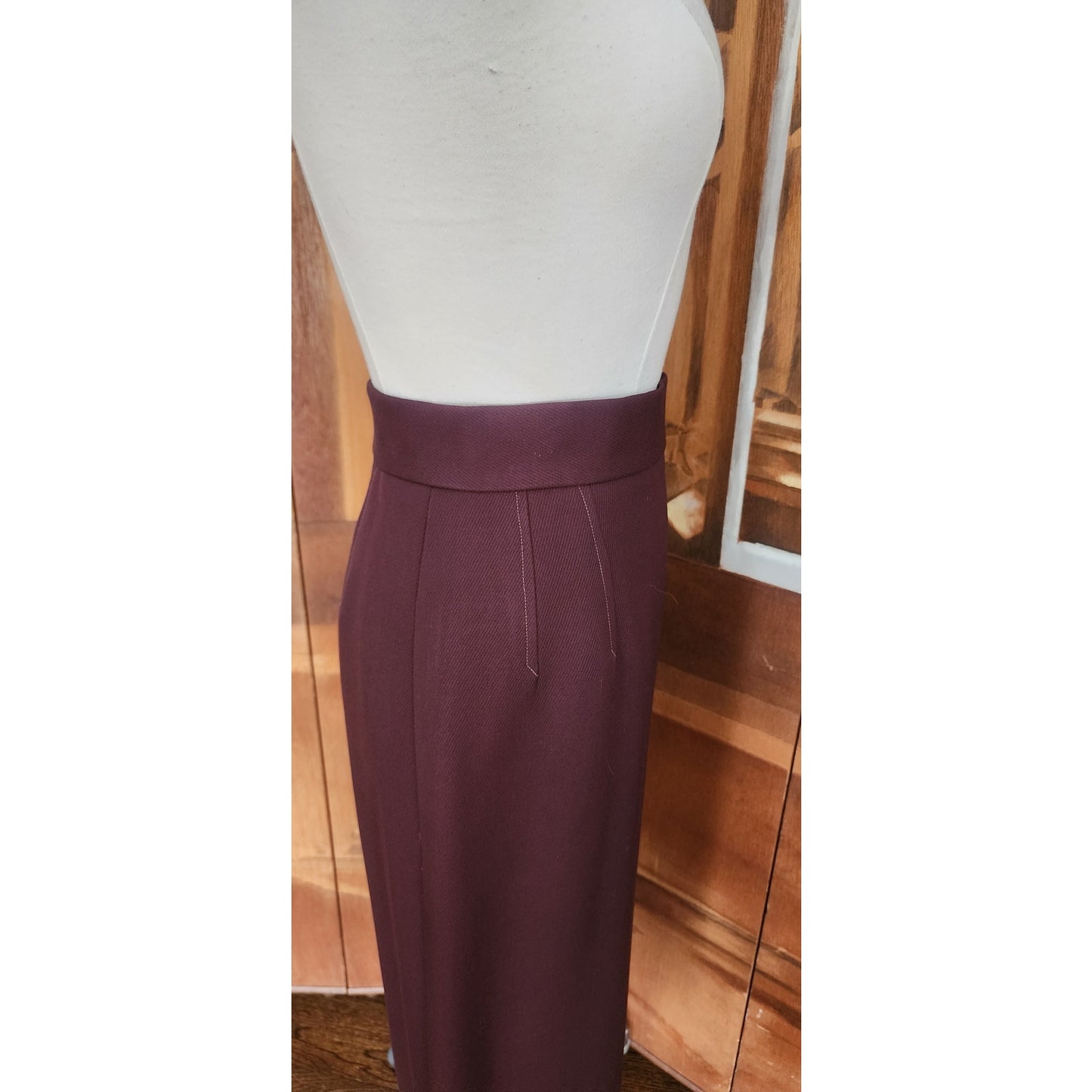 Vintage 80s CHLOE Karl Lagerfeld Skirt Midi Oxblood Burgundy Red Wool Marshall Field