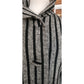 Vintage 60s SYBIL CONNOLLY Mod Cropped Blazer Gray Wool Tweed Black Stripes Large Collar