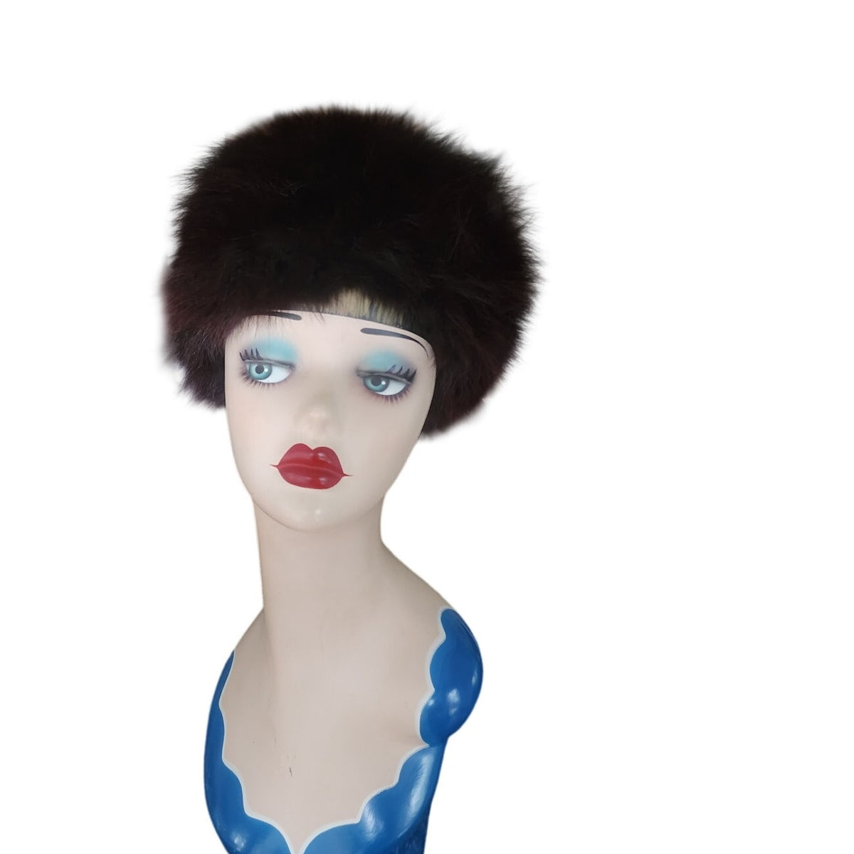 Vintage 1960s Fur Hat Black Fox Tam Beret Marshall Fields