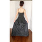 Vintage 1940s Black Evening Dress Crinkled Taffeta Sleeveless / M