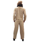 Vintage 1990s Sonia Rykiel Track Suit Beige Velour Gold Logo Buttons Top Pants