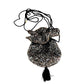 Vintaged Beaded Evening Blac Black Silk Drawstring Crossbody Purse