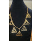 Vintage Gold Necklace Geometric Triangle Pendants Klimt Art Deco Style