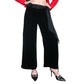 Vintage 2000s Wide Legged Pants Black Velvet w/Silk Tie Scarf Belt ITW Claude Brown / M