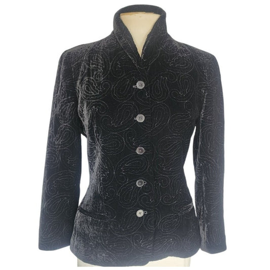 90 Black Velvet Blazer Paisley Embroidery Ralph Lauren Black Label NWOT