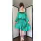 Yves Saint Laurent Green Silk Dress Asymmetrical Hem NWT