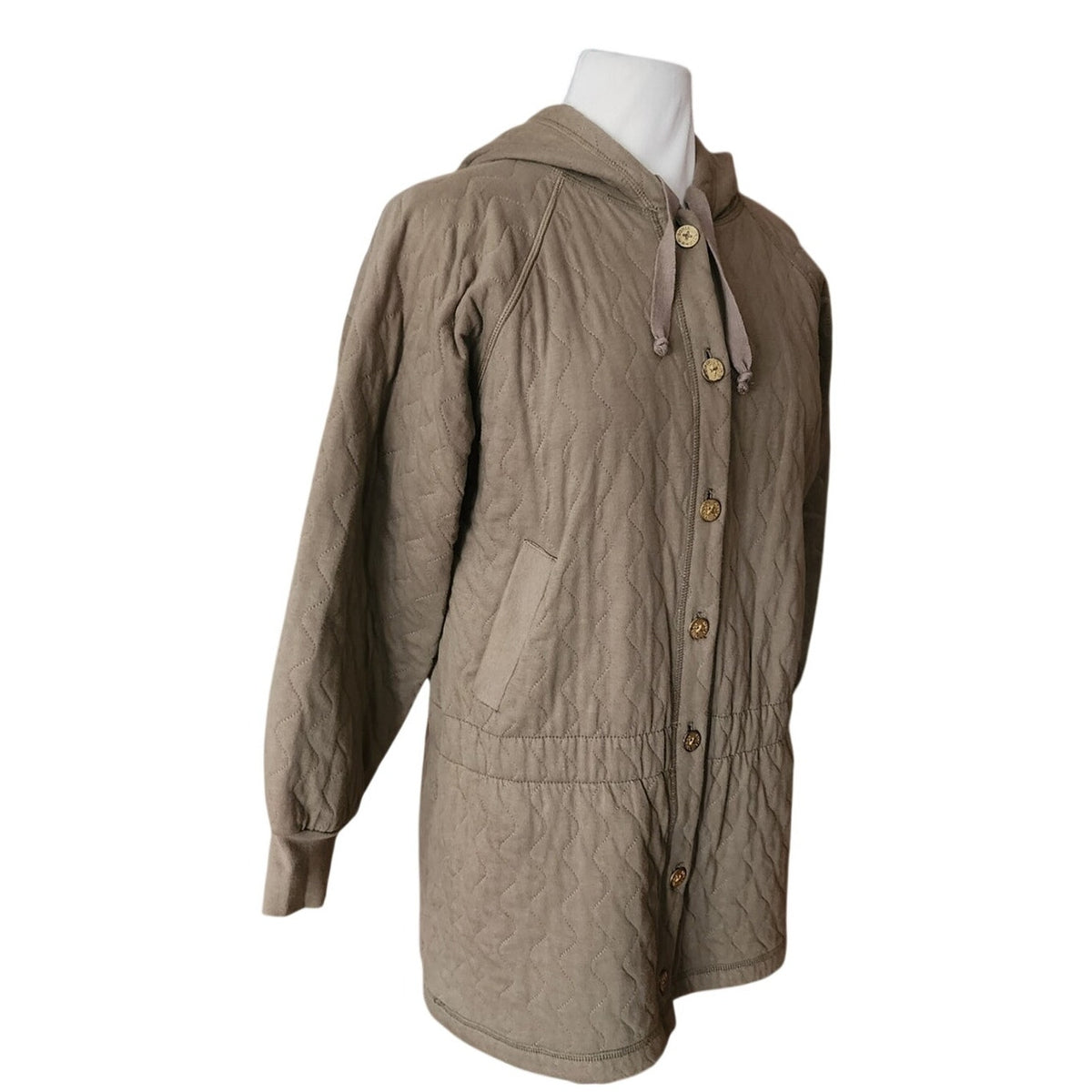 Vintage 1990s Sonia Rykiel Jacket Quilted Hooded Jacket Brown Beige Athleisure