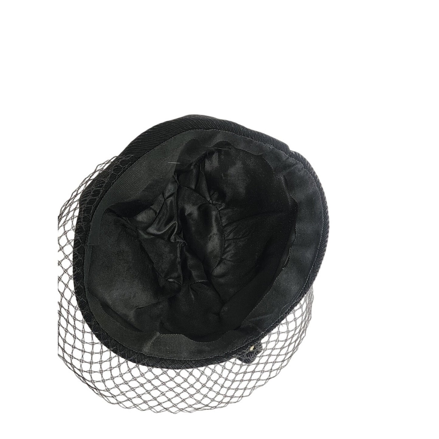 Vintage 1930s Art Deco Style Hat Black w/Cream Lucite Modernist Design