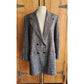 Vintage 80s Long Blazer Lilli Ann Houndstooth Wool Jacket Gray Black