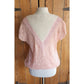 Vintage 80s Pink Knit Top White Angora Short Sleeves Signatures