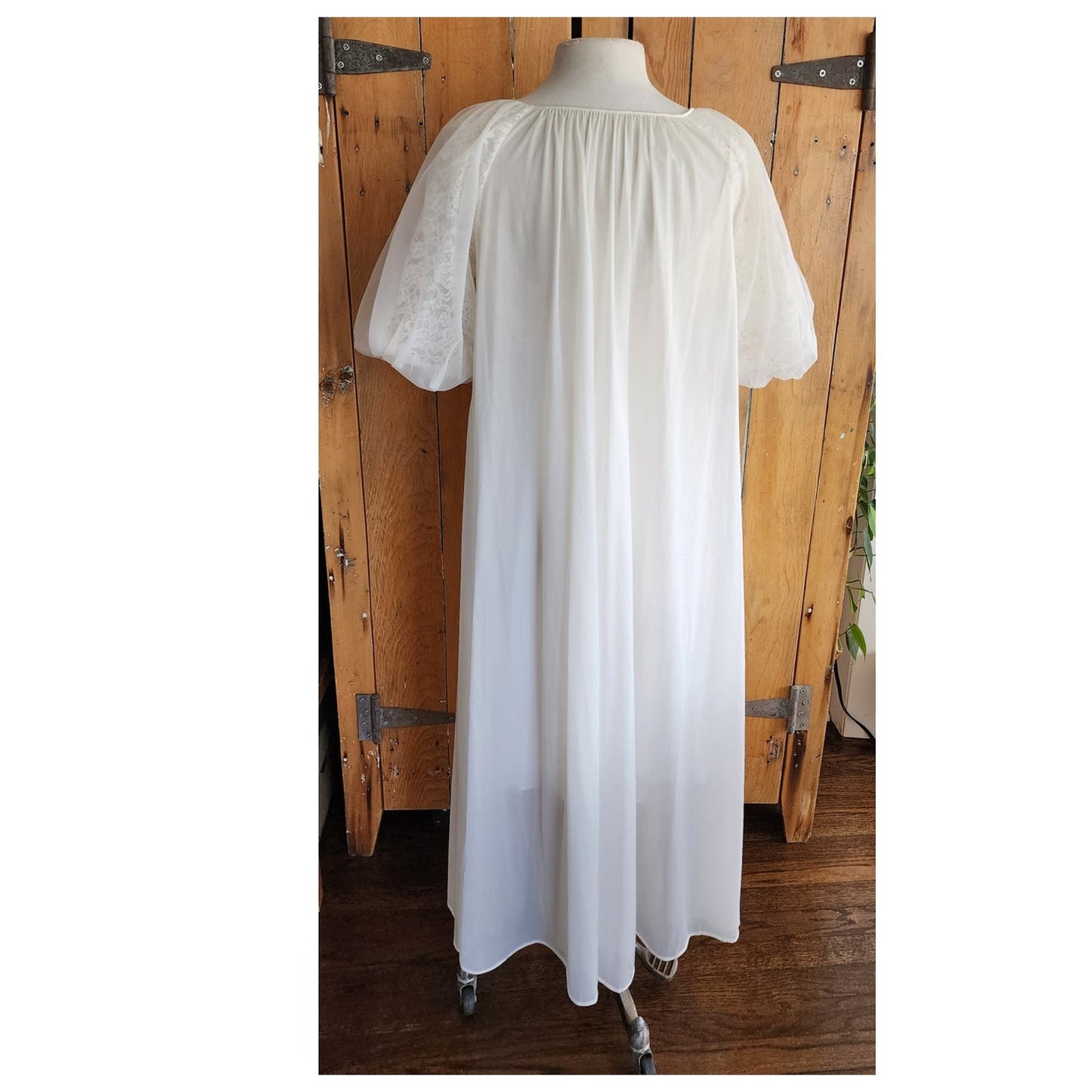 Vintage 50s Peignoir White Nylon Robe + Slip Dress Vanity Fair