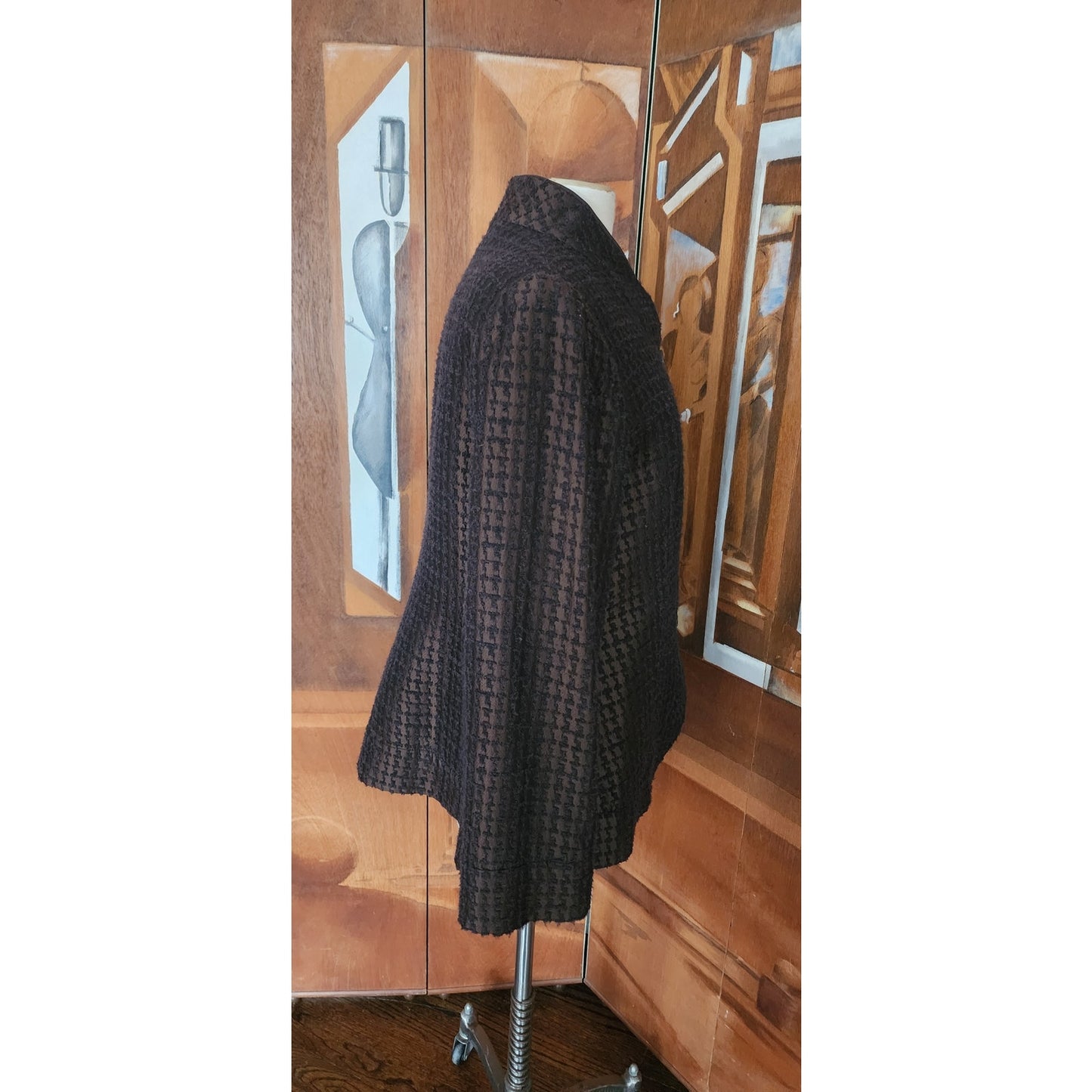 VTG 2000s Armani Collezioni Brown Houndstooth Textured Blazer Jacket / Large