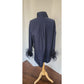 J CREW Navy Blue Cotton Shirt w/Feather Sleeve Cuffs Cotton Poplin Womens Large