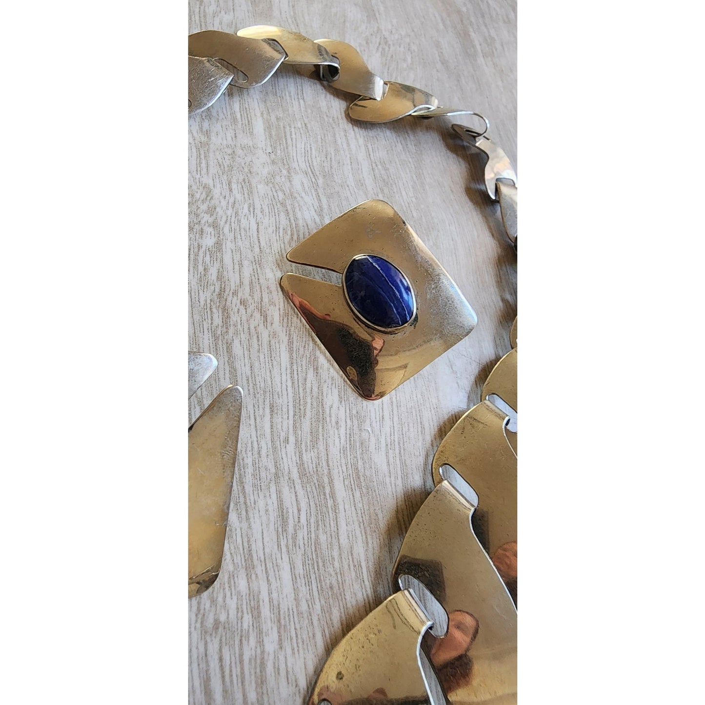 Vintage 1980s FLORELLE Necklace Earring Set Silver & Blue Sodalite