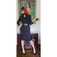 Vintage 90s Armani Skirt Suit Black or Dark Navy Blue Wool / S