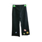 RARE Vintage 1990s Sonia Rykiel Kids Jeans Enfant Girls Childrens Pants Floral Embroidery Black Denim Flares