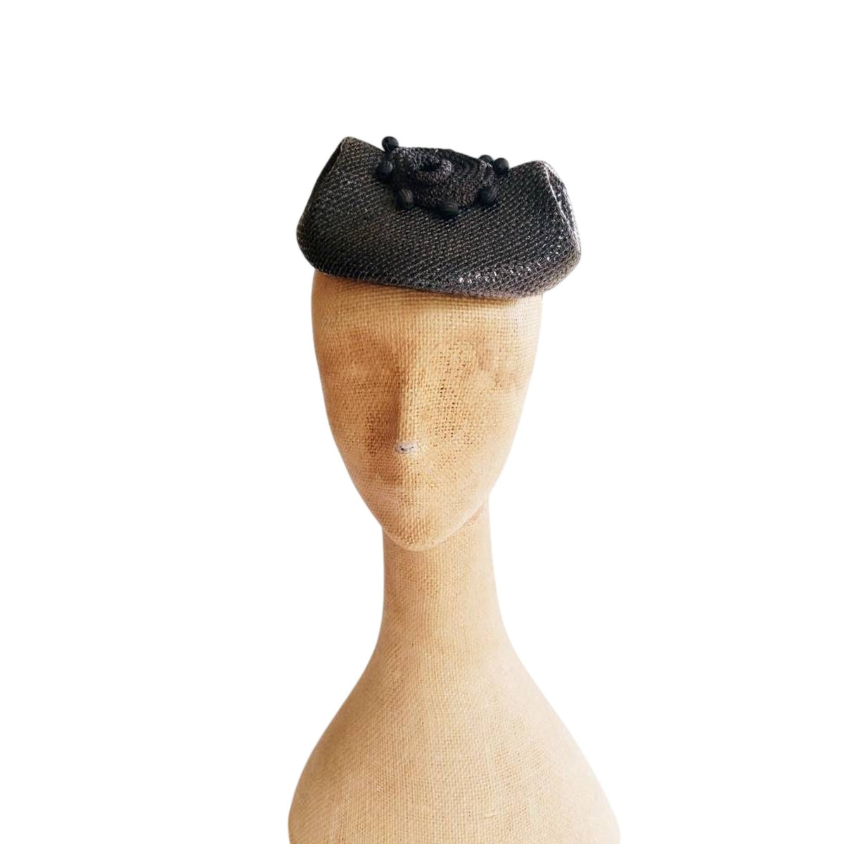 Vintage 1950s Miniature Hat Sculpted Avant Garde Mod Beanie Modernist Straw Junia Carson Pirie Scott Chicago