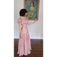 Vintage 30s Vintage Pink Floral Satin Evening Gown Old Hollywood Prom Dress