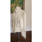 Vintage 1980s White Leather Jacket SUNRIDERS Fringe, Studs & Bone Beads XXL