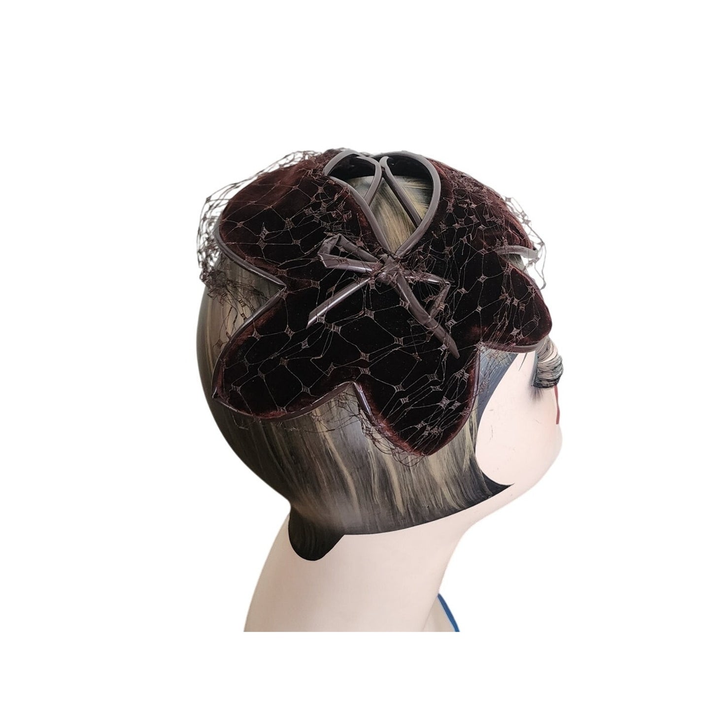 Vintage 50s Bes-Ben Hat in Brown Velvet w/Bows Chicago Midcentury Millinery