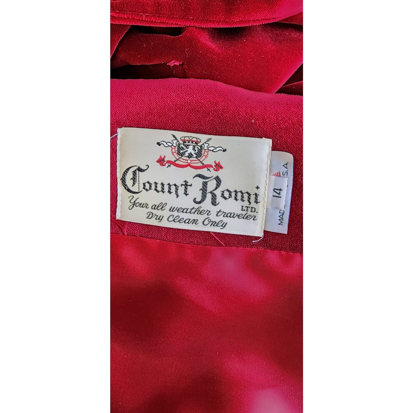 Vintage 80s Red Velvet Coat Raglan Sleeves, Belted