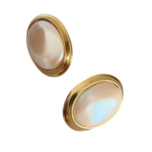Vintage 80s YSL Earrings Faux Pearl Clips Yves Saint Laurent