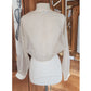 Vintage 90s White Sheer Organza Silk Blouse Tie Front Summer Jacket Victoria March Chicago