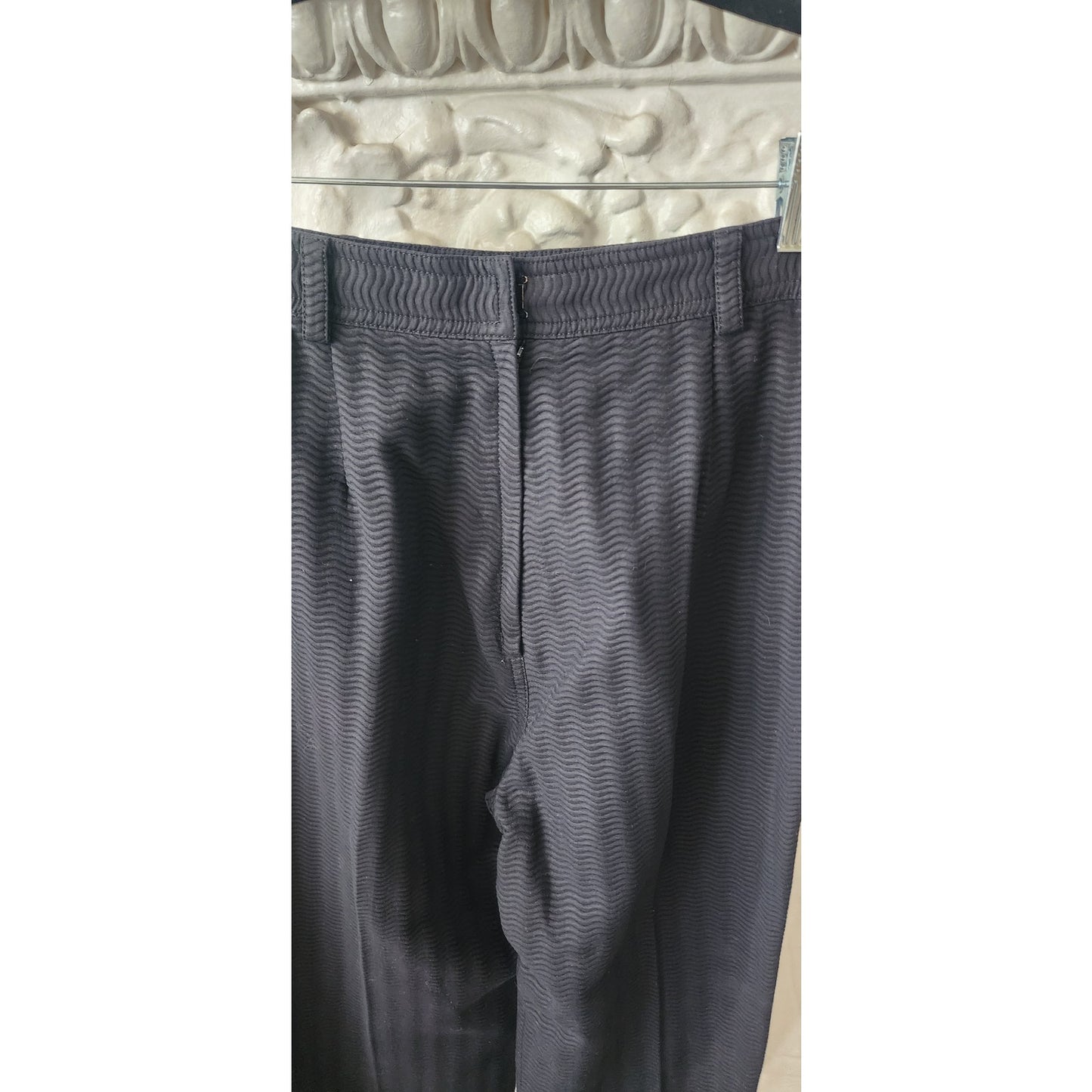 Vintage 90s ISAAC MIZRAHI Pants Black Textured Cotton High Waist 28 Made in USA Small