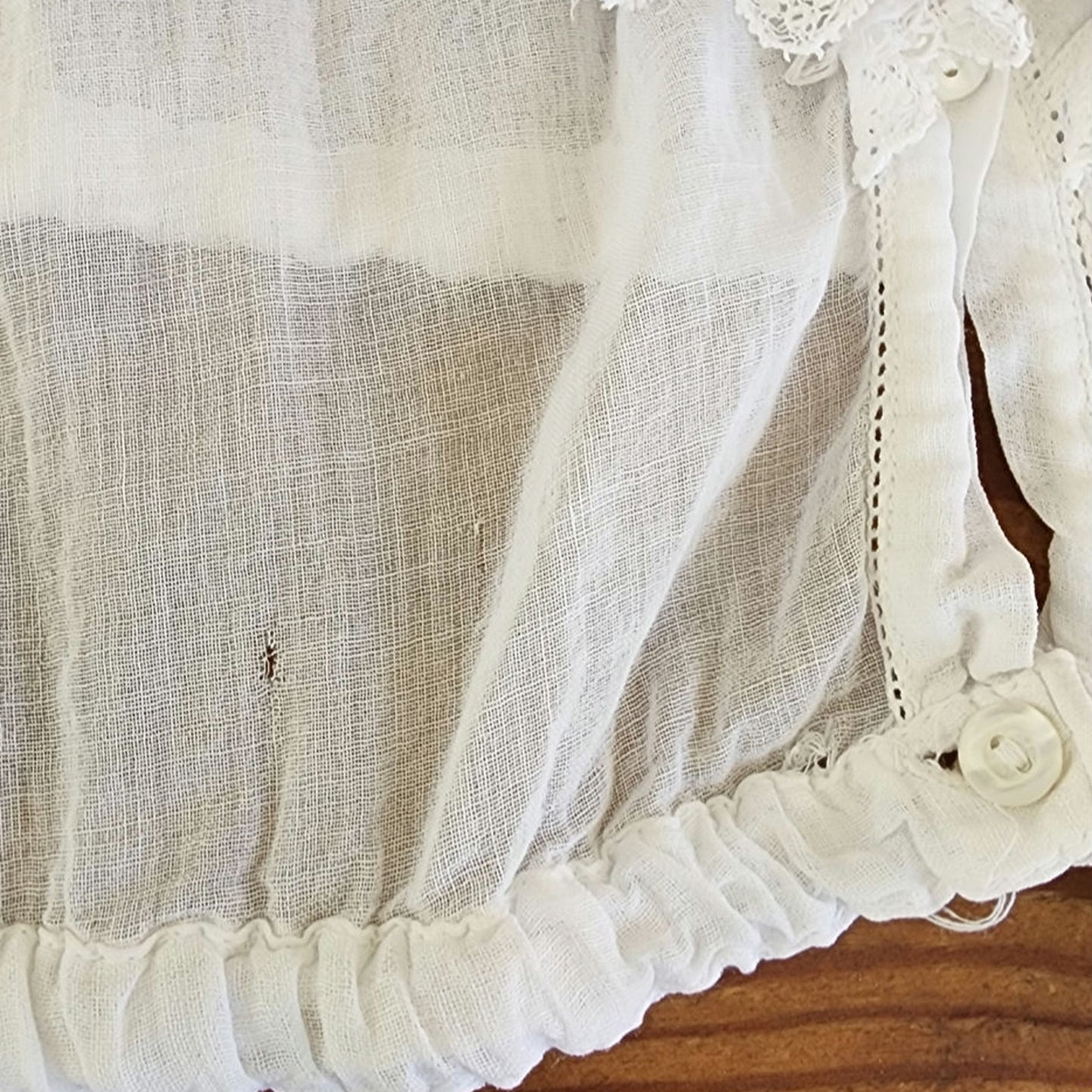 Antique Edwardian White Blouse Frilly Front Panel Sailor Collar