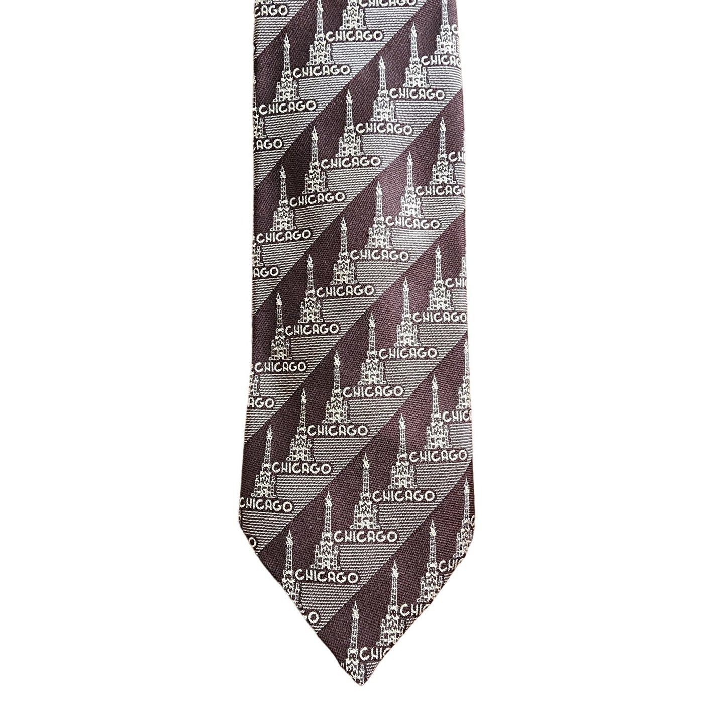 Vintage 70s Mens Tie Chicago Architecture Print