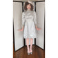 Vintage 60s Wedding Dress Silver Gray Silk w/ Fur Cuffs + Veiled Hat